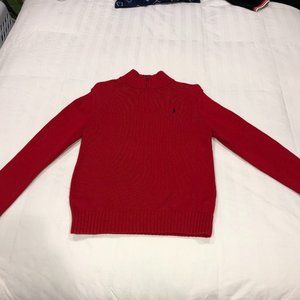 Red Polo Cotton Quarter-Zip Sweater
